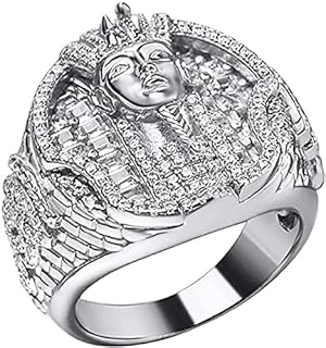 Hip hop ring for men - Solid 925 - All Ice Cream man ring - King Pharaoh Egyptian Ring.. Shop with purpose and save with DIAYTAR NIGERIA's extensive platform and nationwide delivery service.