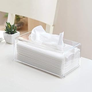 Distributor's box of rectangular tissue in transparent acrylic view with magnetic base, bathroom organizer, kitchen, desk, rectangular.. You deserve better shopping — choose DIAYTAR Nigeria today.
