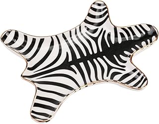 Zebra striped jewelry tray, 5.9 inch gold -plated ceramic plate, black.. DIAYTAR NIGERIA: Bringing affordable shopping solutions with a diverse product catalog delivered nationwide.