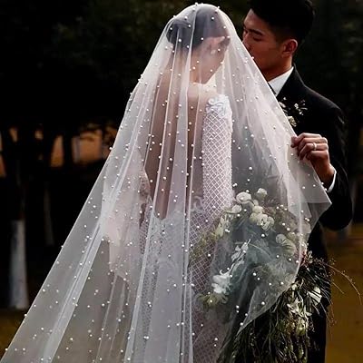 Synrad wedding veil 2/3 x 1.5 meters can cover the face of single -tight cathedral wedding veil 3 meters white, ivory, pearls wedding accessories for the bride.. Experience the ultimate in shopping convenience with DIAYTAR NIGERIA's vast catalog and 5-8 day delivery.