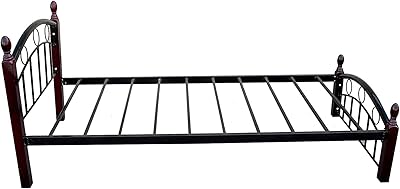 Karnak metal structure bed with wooden structure, 4 feet, black and brown color, 90 x 190 cm.. DIAYTAR NIGERIA: Where every Nigerian finds affordable products delivered within the week.