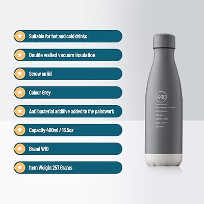 W10 Cambridge Double Steel W10 Voyage Bottle with Double Insulation under Vacuum - Higher quality anti -arrival thermal mug - Ideal for coffee and all other hot drinks as well as cold drinks - gray - 16.3 OZ/480 ml.. DIAYTAR NIGERIA: Simplifying access to thousands of products with affordable nationwide shipping.