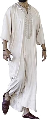 Muslim caftan dress with long sleeves for men, Islamic caftan design adapted to Dubai and the Middle East, Arab ethnic clothes (Color: White, Size: XL).. DIAYTAR NIGERIA: Where affordable shopping meets reliable nationwide delivery in less than a week.