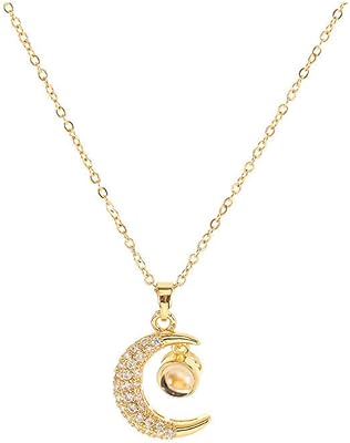 Moon pendant necklace, in 18 carat stainless stainless steel, gold, 16.. Everything you need is on DIAYTAR Nigeria — just a click away.