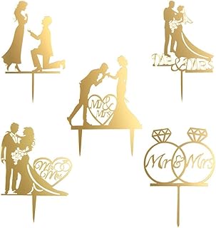 Home so good wedding cake topper 5pcs acrylic wedding cake decorations for the groom, mr. and Mme (6.3 inches, gold).. DIAYTAR NIGERIA: Where affordability and variety meet with convenient delivery within 8 days.