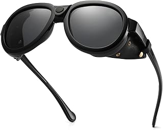 Retro aviator sunglasses polarized steampunk with lateral leather protection for men and women.. DIAYTAR NIGERIA makes quality accessible with low prices and reliable 5-8 day nationwide delivery.