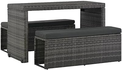 Set of outdoor dining room Vedexcel 3 rooms with terrace cushions.. DIAYTAR NIGERIA: Where shopping meets satisfaction with affordable prices and prompt delivery services.