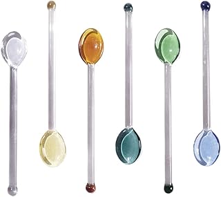 Yarno 6 Small teaspoons in transparent glass, glass spoons for espresso or tea to mix desserts and aperitifs of matching colors.. DIAYTAR NIGERIA: Bridging the gap between consumers and quality products with affordable nationwide shipping.