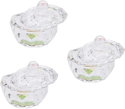 3 flat pieces dappen liquid powder, cup of nail art in crystal container of nail glass art glass with lid to contain the tools of manicure care.. DIAYTAR NIGERIA connects you with thousands of products at competitive prices, delivered within a week.
