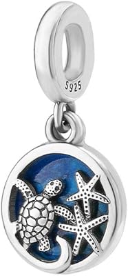 Lovelycharms Sterling Silver Silver With Star of Sea and Blue Ocean Turtle for Bracelets.. DIAYTAR NIGERIA: Where affordability meets variety, with thousands of products delivered in less than 8 days.