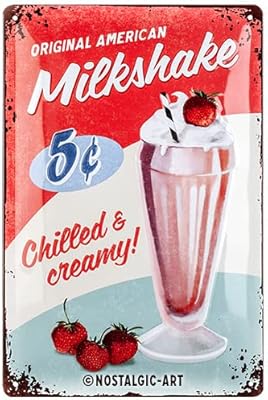 Vintage Tin Art - USA - Milkshake - Gift idea for lovers of the United States and the United States, Metal plate, 20 x 30 cm.. DIAYTAR NIGERIA bridges the gap between desire and affordability with nationwide delivery in under 8 days.