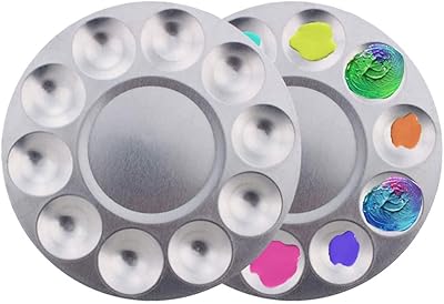2 pieces round aluminum round aluminum paint tray, round aluminum paint tray, palette of metal paint mixture for professional artistic painting, watercolor painting, oil painting and crafts.. DIAYTAR NIGERIA transforms how Nigerians shop with our affordable prices and dependable shipping times.