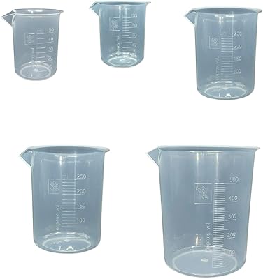 Set of measurement cups in transparent plastic Aneige® (5 parts) 50 ml, 100 ml, 250 ml - 2,500 ml.. DIAYTAR NIGERIA: Creating access to affordable products for every Nigerian with our swift delivery service.