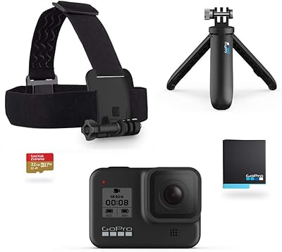 Gopro Hero 8 Black set - includes shorts, headband, spare battery and 32 GB microSD card.. DIAYTAR NIGERIA: Where online shopping becomes effortless with budget-friendly nationwide delivery.