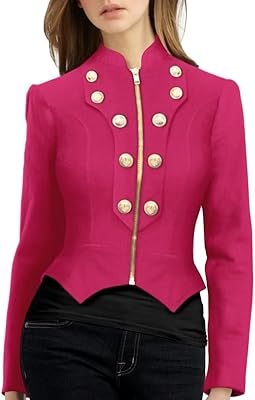 Elegant and elegant blazer jacket for women with a luxury military design, very stretch, gold/silver color and hybrid zipper, gold.. Join thousands of satisfied shoppers on DIAYTAR Nigeria.