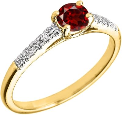 Diamond and garnet engagement ring in 10 carat yellow gold.. Order today, receive in days — DIAYTAR Nigeria makes it possible.