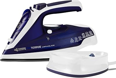 Tower Ceraglide T22008BLU wireless steam iron with ceramic sole and variable steam function, blue.. Shop the future with DIAYTAR NIGERIA - thousands of products, unbeatable prices, delivery within a week.