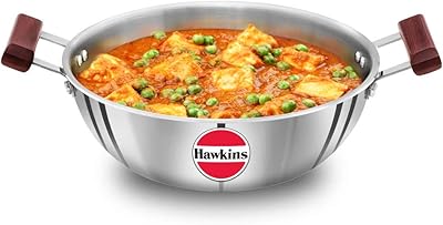Hawkins Deep Kadai 4L, Kadai Triple layer in stainless steel, kadai with flat bottom, kadai beige, silver (ssk40).. DIAYTAR NIGERIA brings the joy of affordable shopping to your fingertips with delivery in less than 8 days.