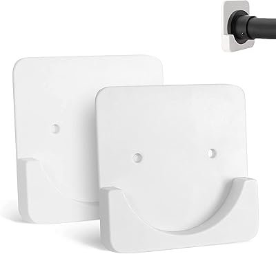 Mounting support for shower curtain rod, no hoard required, shower rod support for walls, adhesive, white, for shower curtain rods, with 2 solid screws.. DIAYTAR NIGERIA: Where quality products become affordable with our nationwide shipping service.