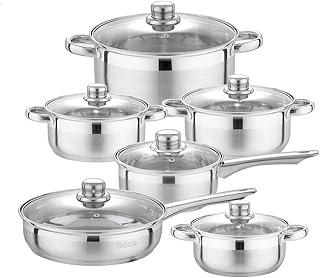 DFHHHH kitchen battery Sets of pups and stainless steel stoves with 12 rooms, induction safe, pan, casserole, stove with glass cover.. Shop across categories at DIAYTAR NIGERIA and enjoy budget-friendly nationwide shipping in 5-8 days.