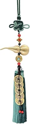 Chinese knot -shaped coins with decoration suspended in brass calabasse, for luck, success and longevity, blessing paper inside (green).. DIAYTAR NIGERIA delivers on our promise of variety, affordability, and prompt nationwide service.