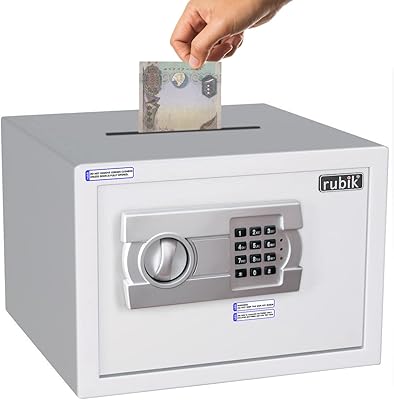 Rubik safe with digital keyboard and A4 key lock for species deposit in the home office (25 x 35 x 25 cm) white.. From kitchen tools to phones — DIAYTAR Nigeria ships it all in a week.