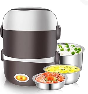 Sanine electric lunch box with three layers in stainless steel, rice heating, desktop employees, electric heating, lunch box insulated.. DIAYTAR NIGERIA transforms dreams into deliveries with our affordable prices and reliable shipping.
