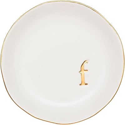 Collective Home - Ceramic jewelry tray, decorative dish for rings, earrings, necklaces, bracelets, keys, birthday, Mother's Day, Christmas gift for women, 4.75 inches, white surface (F).. DIAYTAR NIGERIA delivers affordability and convenience to your doorstep within 8 days of purchase.