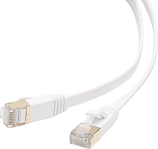 Cat 7 white ethernet cable 1 high speed 10 gigabit 600 MHz, lan cables, flat cable with gold plated socket (1 meter).. DIAYTAR NIGERIA: Where shopping meets satisfaction with affordable prices and prompt delivery services.