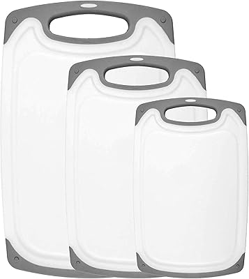 Homoi kitchen cutting board (set of 3) - juice grooves with easy to grab handles, non -porous, dishwasher - several sizes (gray).. DIAYTAR NIGERIA delivers value, variety, and convenience with our nationwide 5-8 day shipping.