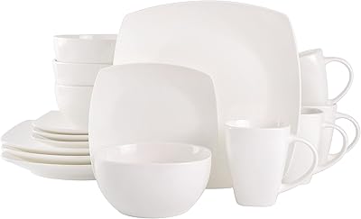 Porcelain square table service Gibson Soho Lounge, service for 4 (16 pieces), white.. DIAYTAR NIGERIA: Where shopping is affordable, selection is vast, and delivery is always reliable.