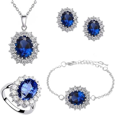 Jewelry set for women and girls with pendant, necklace, earrings, bracelet and zirconium oxide ring set of Diana princess jewelry.. DIAYTAR NIGERIA promises affordability and variety with every purchase, delivered in 5-8 days.