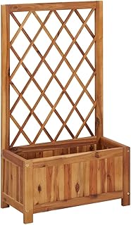 FIDAXL raised a raised garden in solid acacia wood with trellis for outdoor patio, balcony, garden, wooden flower tray, trellis jar.. DIAYTAR NIGERIA: Where every shopping need is met with affordable prices and reliable 5-8 day delivery.