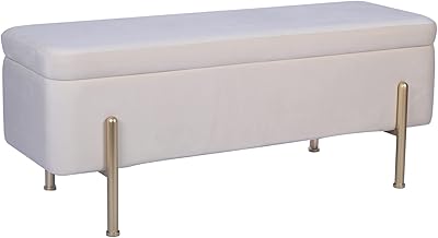 Modern padded storage bench Pandora Moho for bedroom, rectangular storage pouffe with gilded metal feet (dark gray, bench).. Shop with confidence at DIAYTAR NIGERIA, Nigeria's premier affordable e-commerce platform.