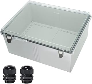 Zulkit junction box in ABS plastic waterproof for dust and water IP67, an external hinge structure included, transparent gray lid, stainless steel loops 17.7 x 13.8 x 7.9 inches.. Join millions of satisfied shoppers using DIAYTAR Nigeria every day.