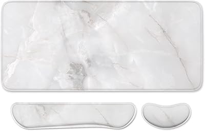 Ahwassell Large mouse carpet with wrist support, set of 3 rooms, headrest for memory mousse keyboard + extended xxl game mouse mat + mouse wrist mat, ergonomic sub-mail for women and men, simple design in white marble.. DIAYTAR NIGERIA delivers happiness in 5-8 days with our affordable and diverse product range.