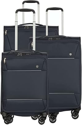 Flexible side luggage from the Brixham collection made by Antler UK, approved by the TSA, Double zipper anti -theft travel bag, navy blue, lot of 3.. Easy checkout, quick delivery — shop now on DIAYTAR Nigeria.