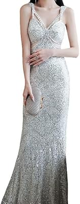 Wesbr Dresses for women, summer dress for elegant and sexy women for formal occasions, birthday, long luxury ball dresses (color: silver, size: l).. Enjoy the simplicity of shopping with DIAYTAR NIGERIA, offering vast choices delivered in just 5-8 days.