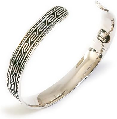 KADA RANGE BRACELET For Men with Rhodium and Silver Abstract Pattern and Silver of Jewelry - LM010.. DIAYTAR NIGERIA: Bringing quality products to every Nigerian home at prices everyone can afford.