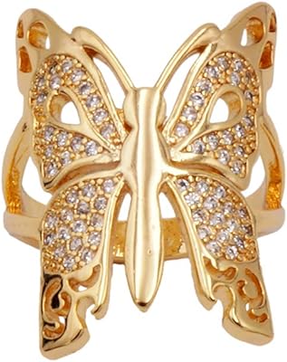 18 carat gold butterfly rings with cubic zirconia for women or girls, size 9 US, 9 US, gold plated, cubic zirconia.. Your complete retail destination, DIAYTAR NIGERIA combines extensive variety with prompt delivery.