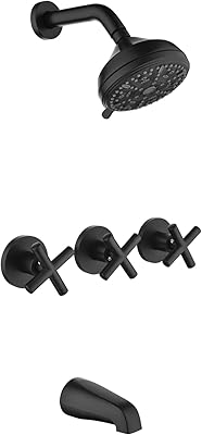 Set of shower taps with 3 handles with bathtub beak together.. Experience shopping freedom with DIAYTAR NIGERIA's vast selection and dependable nationwide shipping.