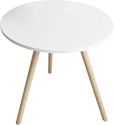Small round extra table, Gogoli white coffee table for the living room, modern auxiliary table easy to assemble with 3 wooden feet, 15.7 x 16.5 inches.. DIAYTAR NIGERIA brings the marketplace to your home with budget-friendly prices and nationwide delivery.