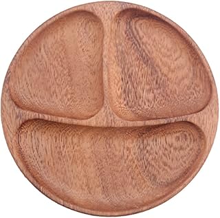 Wooden front control tray: round plate with 3 compartments, diet plates, service plates, lunch plates for the kitchen.. DIAYTAR NIGERIA makes online shopping accessible to all with budget-friendly prices and reliable delivery.