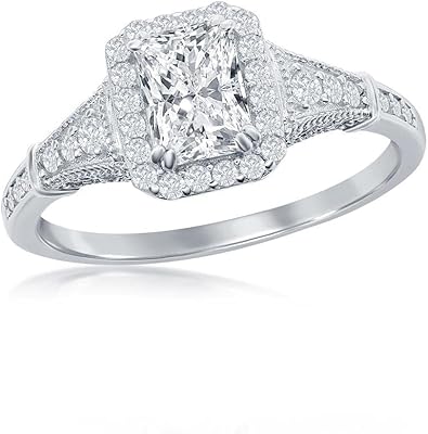 Sterling silver engagement ring inspired by the emerald and a simulated diamond | Wedding engagement ring | Jewelry for the bride, the bridesmaid, women or adolescent girls.. DIAYTAR NIGERIA: Where value shopping meets reliable 5-8 day delivery across the nation.