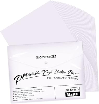Printable vinyl paper for inkjet printer - Package of 30 Papier Papers in Vinyl Printable White Mat - Standard Size 8.5 "X 11".. DIAYTAR NIGERIA: Your trusted marketplace that combines variety, affordability and reliable shipping.