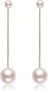 Bozony hanging earrings in hypoallergenic pearls gold plated 18 carats with double ball of pearls for women and girls.. DIAYTAR NIGERIA makes online shopping accessible to all with budget-friendly prices and reliable delivery.