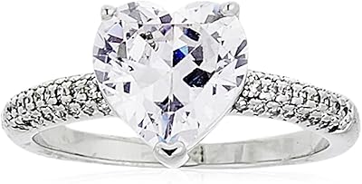 Women's ring from Buckley London, with a transparent crystal heart, silver, metal, cubic zirconies.. DIAYTAR NIGERIA: Revolutionizing how Nigerians shop with affordable prices and prompt delivery services.