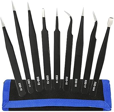 Game of 9 stainless steel tongs, ESD antistatic pliers with non -magnetic tips for electronic repair, welding, crafts, jewelry.. Discover the perfect balance of selection and value with DIAYTAR NIGERIA's nationwide delivery service.