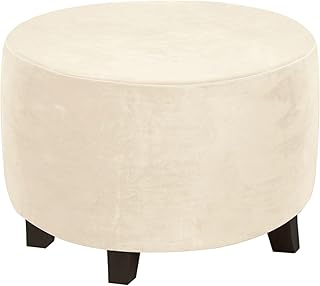 Round pouffe cover, stretch jacquard footrest cover, removable footrest covers, storage covers for lounge pouf, beige, l.. Enjoy stress-free shopping with affordable prices on DIAYTAR Nigeria.