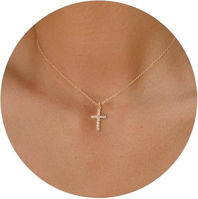 Moder necklace with cross for women, 14 -carat gold plated/Sterling silver chain, elegant necklace with multilayer gold cross pendant, simple and cute necklace for women, gold jewelry for women, gold plated, cubic zirconia.. Nigeria’s trusted store online — DIAYTAR Nigeria never disappoints.